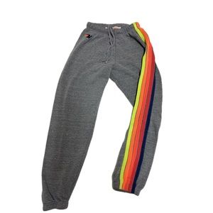Women’s Aviator Nation Grey w/ Neon Stripes Sweatpants Joggers x-small